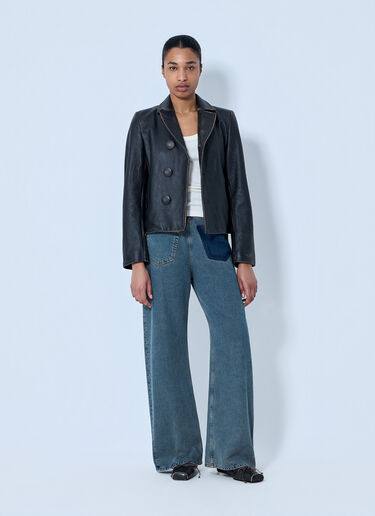 MM6 Maison Margiela Leather Button-Front Jacket Black mmm0264051