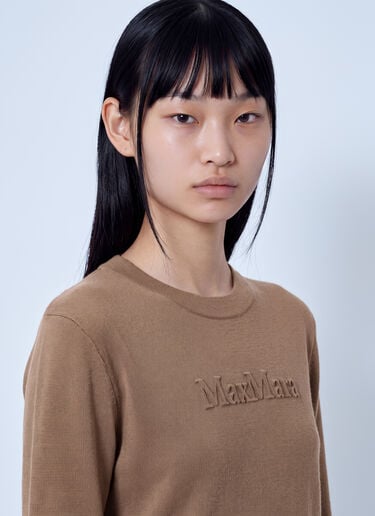 LN-CC® - Max Mara: Embroidered Logo Knit Sweater - Camel Max Mara Embroidered Logo Knit Sweater Camel max0266048