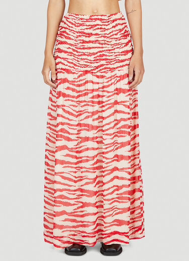 GANNI Smock Maxi Skirt Red gan0253069