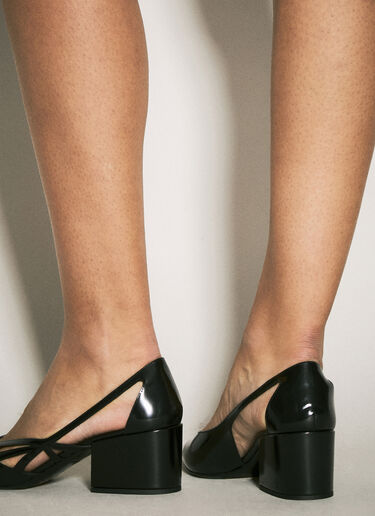 Prada Brushed Leather Cut-Out Pumps Black pra0258059