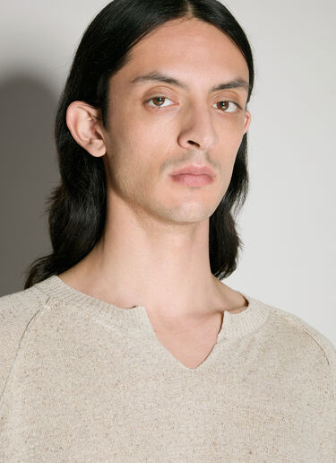 Yohji Yamamoto 스플릿 칼라 스웨터 베이지 yoy0156010