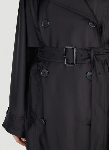 Saint Laurent Satin Trench Coat Black sla0251046