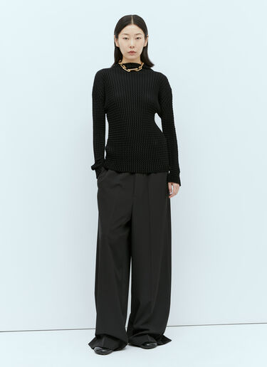 Issey Miyake 스펀지 BK/WT-28 긴팔 탑 블랙 ism0255005
