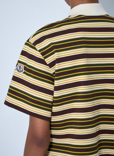 LN-CC® - Moncler: Striped Polo Shirt - Brown Moncler Striped Polo Shirt Brown mon0265095