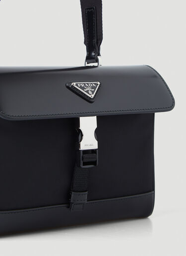 Prada Re-Nylon and Leather Crossbody Bag Black pra0145030