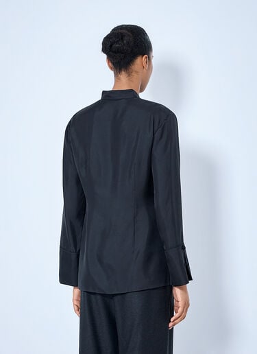 LN-CC® - RÓHE: Pankou Closure Silk Top - Black RÓHE Pankou Closure Silk Top Black roe0265007