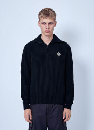 Moncler Logo Rib Wool Turtleneck Black mon0166033