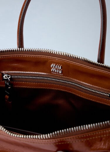 LN-CC® - Miu Miu: Leather Top Handle Bag - Brown Miu Miu Leather Top Handle Bag Brown miu0266026