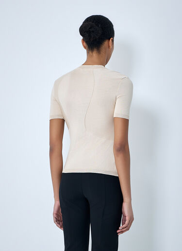 SKIN SERIES Fine Knit Short Sleeve Top Beige sks0264001