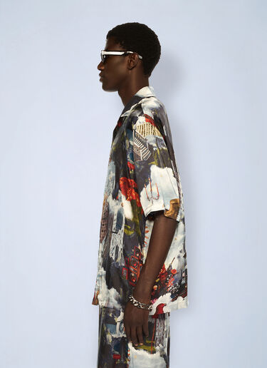 World Paint Viscose Bowling Shirt Off-White World Paint Viscose Bowling Shirt Blue ofw0162072