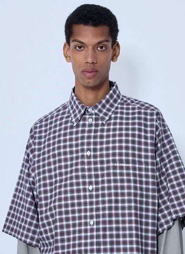 Balenciaga Layered Check Shirt Red bal0164004