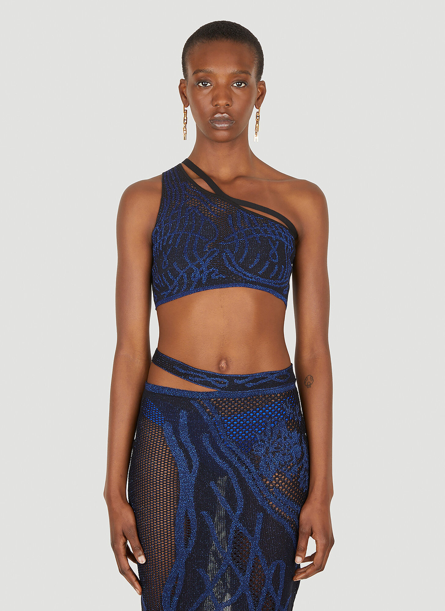 Di Petsa Birth Of Venus Knitted Crop Top In Blue