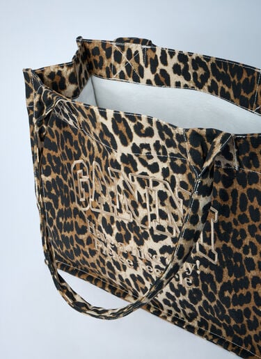 GANNI Large Easy Shopping Tote Bag Brown gan0261033
