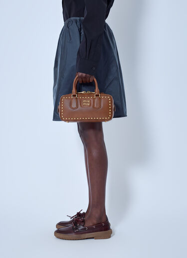 LN-CC® - Miu Miu: Brandy Arcadie Studded Leather Bag - Brown Miu Miu Brandy Arcadie Studded Leather Bag Brown miu0266105