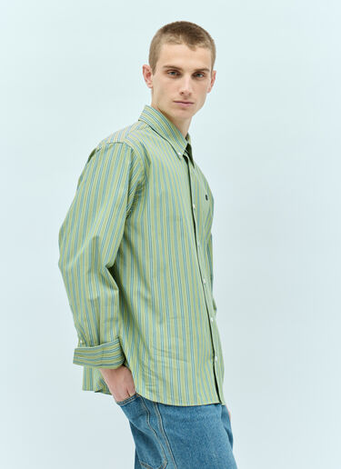 Acne Studios Stripe Button-Up Shirt Green acn0155006
