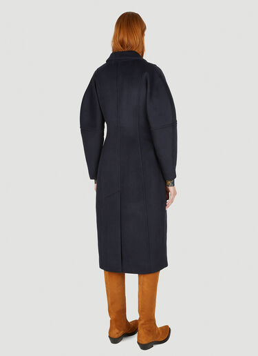 GANNI Single Breasted Curved Sleeve Coat Blue gan0247011