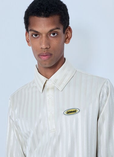Metalwood Striped Long Sleeve Polo Shirt Beige met0164004