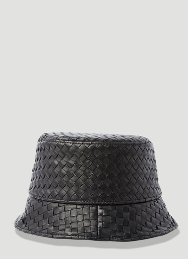 Bottega Veneta イントレチャート レザーバケットハット ブラック bov0253072