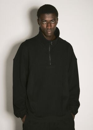 Saint Laurent Logo Embroidery Half-Zip Sweatshirt Black sla0156019