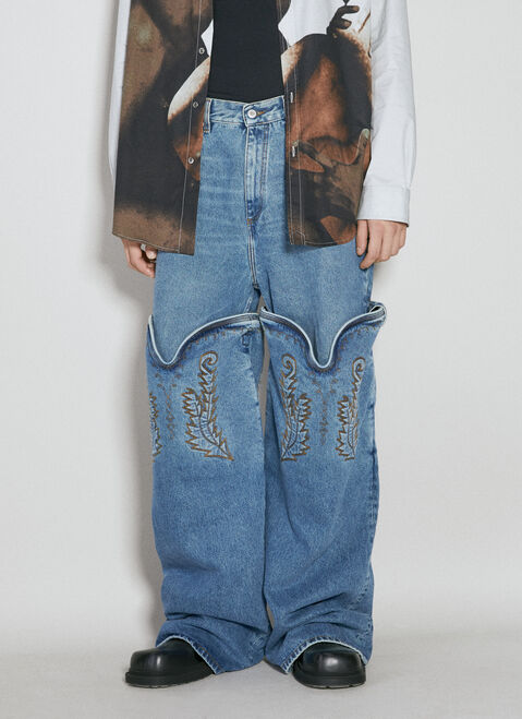 Y/PROJECT Evergreen Maxi Cowboy Cuff Denim Jeans White ypr0356001