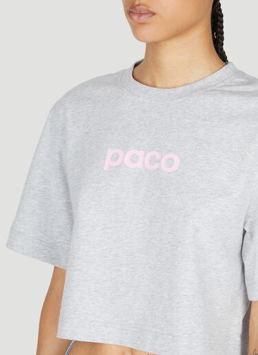Rabanne ロゴプリントクロップドTシャツ グレー pac0253015