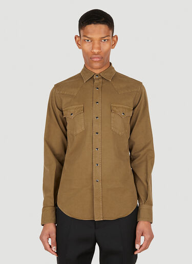 Saint Laurent Classic Western Shirt Khaki sla0147006
