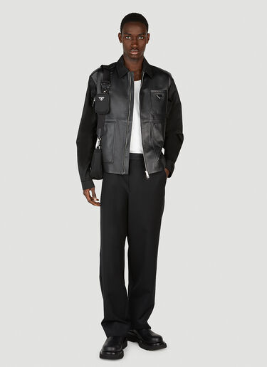 Prada Re-Nylon Leather Jacket Black pra0152025
