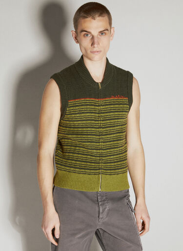 Marni Striped Wool Gilet Green mni0155006