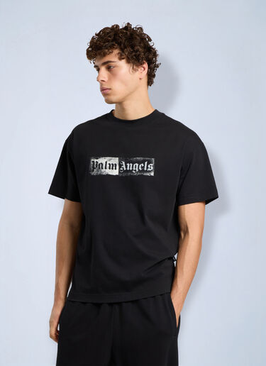 LN-CC® - Palm Angels: Stamp Logo Regular T-Shirt - Black Palm Angels Stamp Logo Regular T-Shirt Black pma0166264