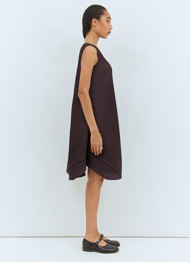 Pleats Please Issey Miyake 멜로우 주름 미디 원피스 브라운 plp0258009