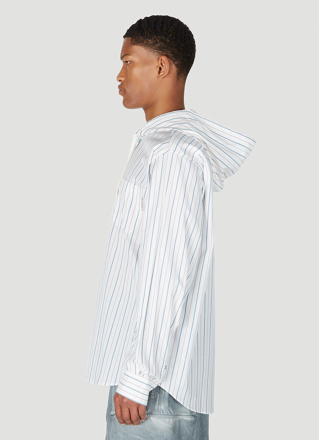Striped hooded shirt online