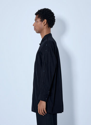 LN-CC® - Yohji Yamamoto: Open Collar Shoulder Slit Blouse - Black Yohji Yamamoto Open Collar Shoulder Slit Blouse Black yoy0165001
