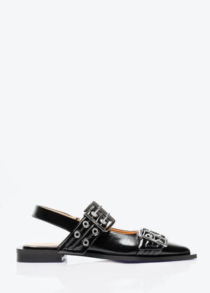 GANNI Feminine Buckle Ballerina Flats Black gan0257045
