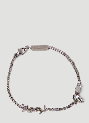 Saint Laurent Monogram Embellished Chain Bracelet Silver sla0250090