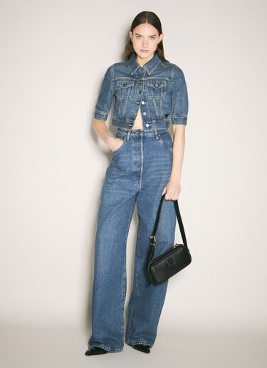 Prada Cropped Denim Jacket Blue pra0259020