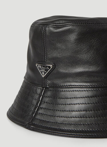 Prada Leather Bucket Hat Black pra0245062