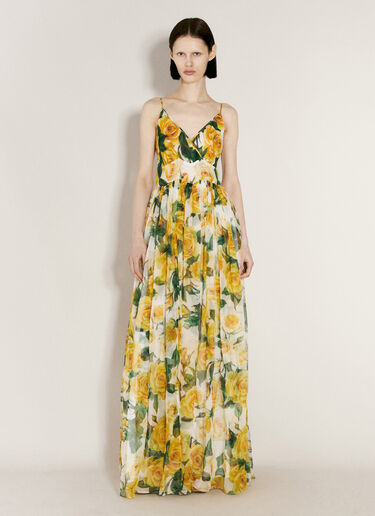 Silk Chiffon Maxi Dress Dolce & Gabbana Silk Chiffon Maxi Dress Yellow dol0255013