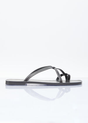The Row Link Leather Sandals Black row0256034