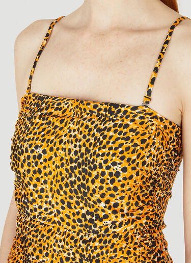 GANNI Ruched Abstract Print Swimsuit Orange gan0247072
