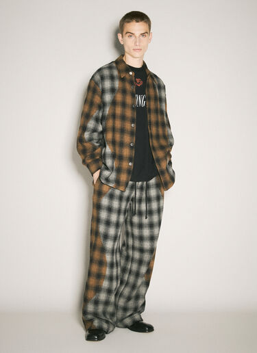 Song for the Mute Plaid Shirt Jacket Brown sfm0158015