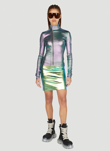 Rick Owens Oil Slick Leather Jacket Green ric0251002