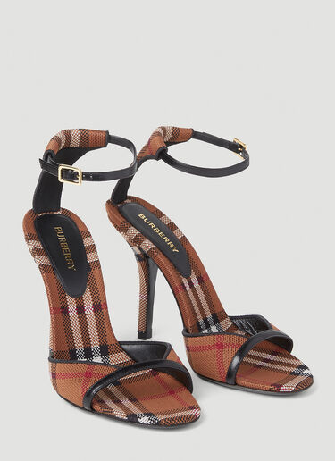 Burberry Wendy Check High Heel Sandals Brown bur0252024