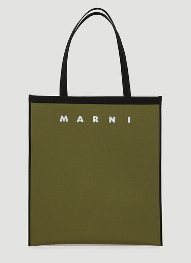 Marni Flat Shopping Tote Bag Olive mni0149036