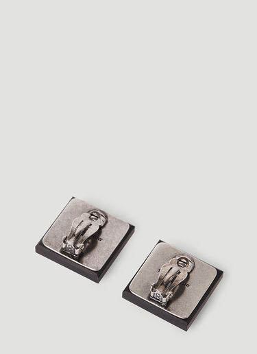 Saint Laurent Mounted Crystal Clip-On Earrings Black sla0249263