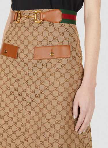 Gucci GG Canvas Mid Length Skirt Beige guc0247069