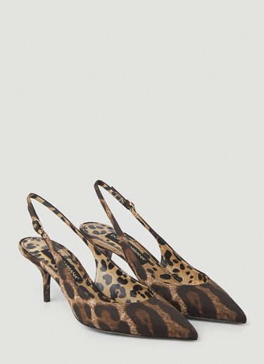 Dolce & Gabbana Leopard-Print Slingback Heels Brown dol0247007