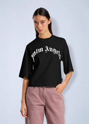 Palm Angels Curved Logo Boxy  T-Shirt Black pma0266213