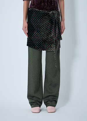 Dries Van Noten Printed Pants With Contrast Overlay Khaki dvn0262027