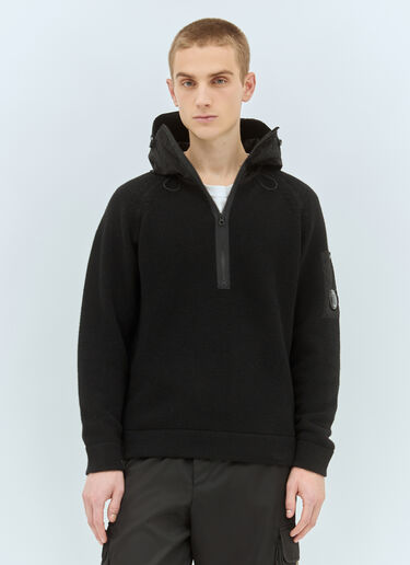 C.P. Company Nylon Hood Wool Cardigan Black pco0158002