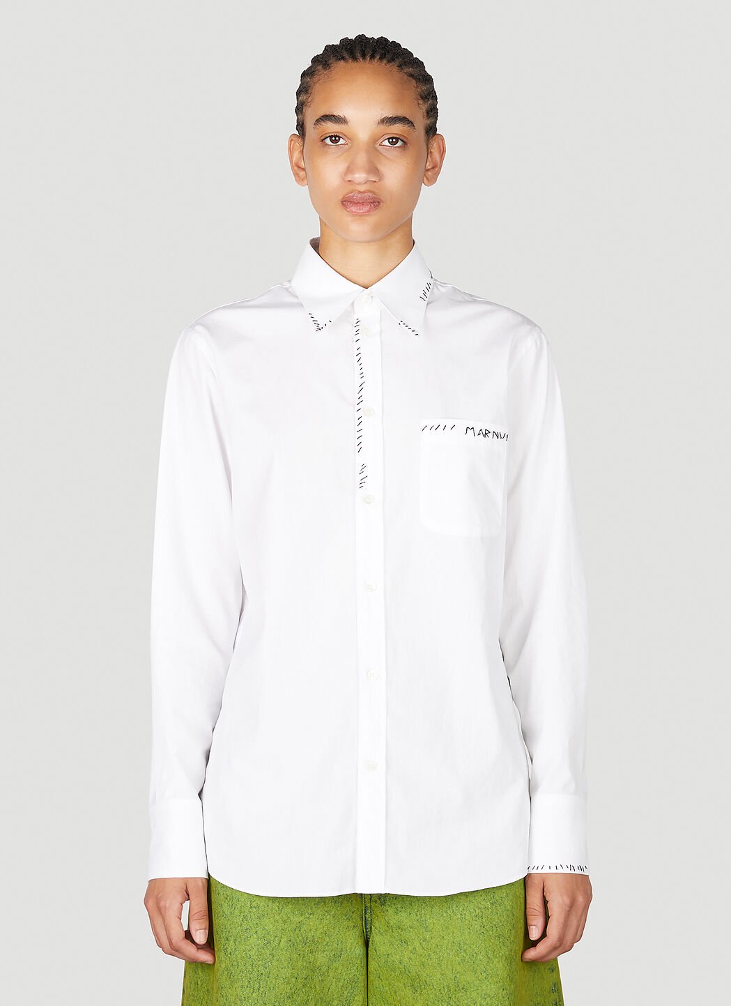 Marni 徽标刺绣衬衫  白色 mni0255024